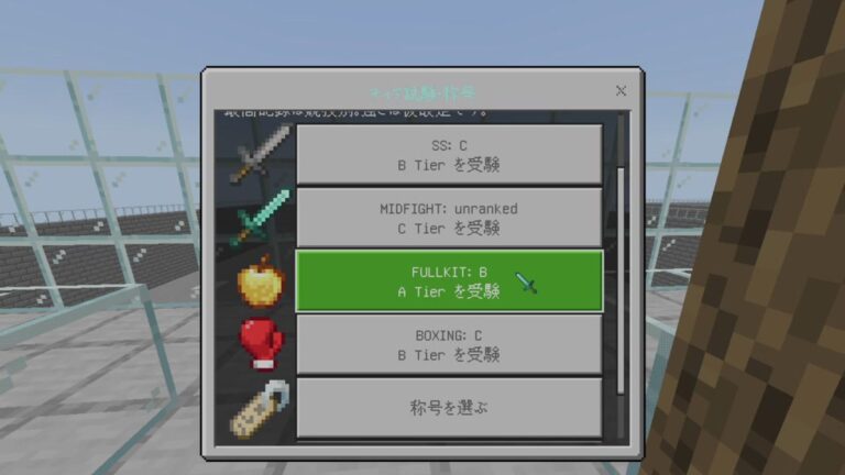 ティア試験を受ける競技の選択