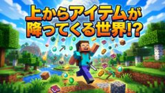 マインクラフトの世界でプレイヤーが走りながら笑っていて空から_1-6264ca9f